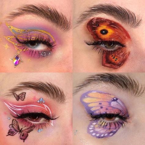 Butterfly Eye Makeup, Cute Eye Makeup, Graphic Makeup, Ethereal Makeup, Unique Makeup, Fairy Makeup, Eye Makeup Designs, Dope Makeup, Colorful Eye Makeup