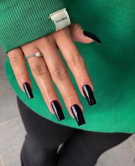 Press On Acrylic Nails, Black Press On Nails, Acrylic Nails Natural, Nails Press Ons, Diy Salon, Press On Nails Long, Long Square Nails, Short Fake Nails, Acrylic Nail Set