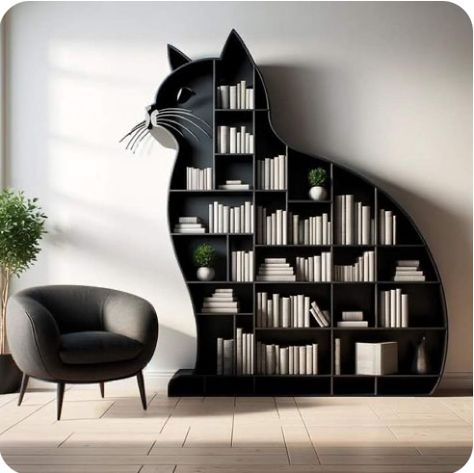 Cat Bookshelf, Interior Design Your Home, Cute Furniture, Home Library Design, Cat Room, Cat Decor, Design Your Dream House, Cute Room Decor, Home Library