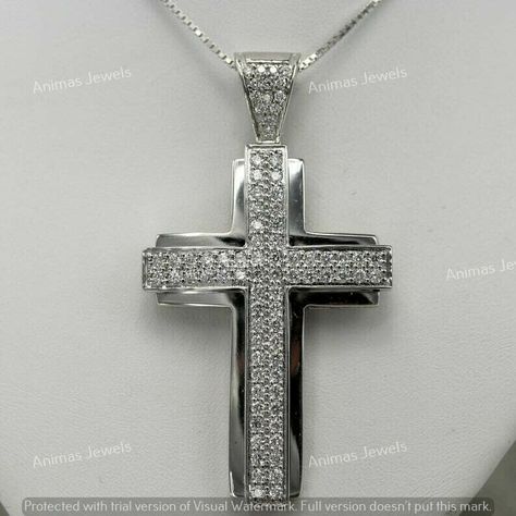 Cross Pendant Men, Diamond Color Grade, Mens Crosses, Religious Cross, Color Stones, Diamond Cross Pendants, Diamond Cross, White Necklace, Cross Jewelry