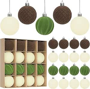 Artmag 16 Pcs Velvet Christmas Balls Hanging Ornaments Set, Shatterproof Plastic Flocked Christmas Tree Balls Xmas Decorations Festival Holiday Party Decor (Beige,Green,Brown,2.36 Inch) Christmas Tree Balls, Flocked Christmas Tree, Holiday Party Decor, Velvet Christmas, Flocked Christmas Trees, Holiday Party Decorations, Christmas Balls, Xmas Decorations, Ornament Set