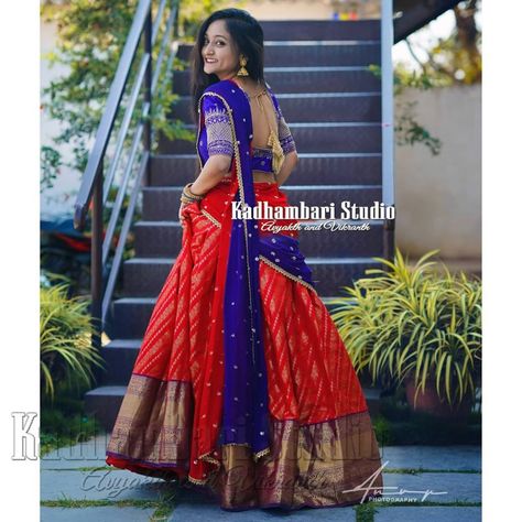 Beautiful South Indian Wedding Outfits For You!! • Keep Me Stylish South Indian Choli Design, Half Sarees Photo Poses, Half Saree Lehenga Poses, Leghanga Half Saree, Poses On Half Saree, South Indian Poses, Half Saree Designs South Indian Pattu, Bridal Half Saree South Indian, Half Saree Ideas Indian Weddings