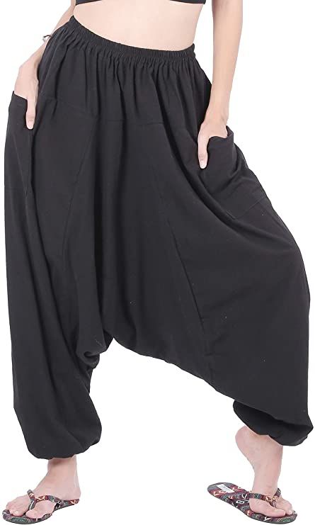 Amazon.com: CandyHusky Men Women 100% Cotton Loose Baggy Boho Gypsy Aladdin Yoga Harem Pants (Black): Clothing White Harem Pants, Yoga Harem Pants, Cotton Harem Pants, Black Harem Pants, Harem Pants Women, Hippie Pants, Women Yoga, Boho Pants, Maternity Pants