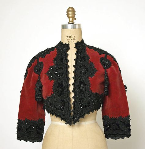 House of Balenciaga Evening bolero, Frwnch, 1946-47, silk, cotton, wool, beading Cristobal Balenciaga, Fashion 1940s, Cristóbal Balenciaga, Spanish Fashion, 40s Fashion, Bolero Jacket, Evening Jackets, Vintage Couture, 1940s Fashion