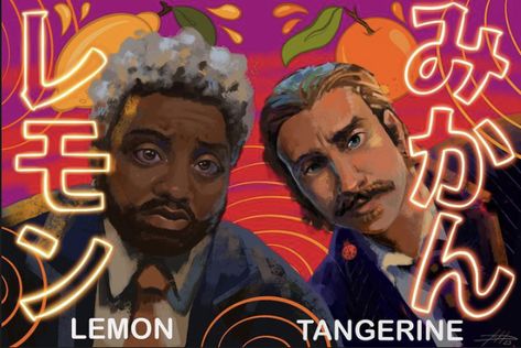 Tangerine Fanart, Lemon And Tangerine Bullet Train, Bullet Train Fanart, Tangerine Bullet Train, Lemon And Tangerine, Film Illustration, Train Movie, Taylor Johnson, Random Dump