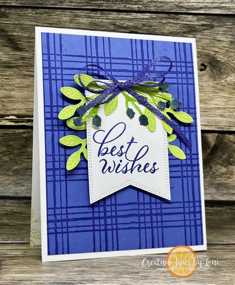 Plant Cards, Best Wishes Card, Creative Juice, Plaid Background, Hand Crafted Cards, Leaf Cards, Hand Made Greeting Cards, Classic Card, Making Greeting Cards