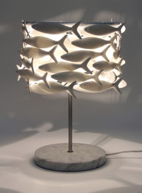 Fish Lamp, Lustre Design, Contemporary Table Lamps, Marble Table, Let There Be Light, Fine Bone China, Lighting Ideas, Lamp Design, Coastal Decor