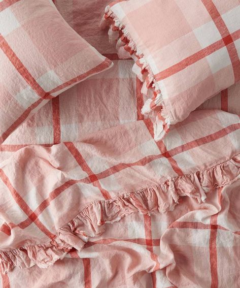 Affordable patterned bedding to buy now | House & Garden Checkered Bedding, Bedroom Linen, Striped Bedding, Patterned Bedding, Striped Sheets, Linen Sheets, Linen Pillow Cases, Print Bedding, Flat Sheets