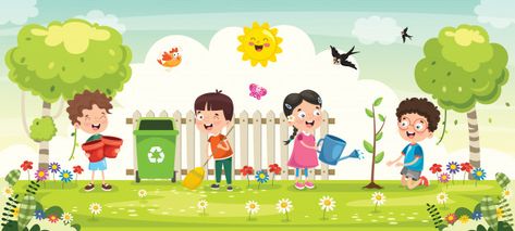 Butterflies Classroom, Business And Advertising, School Clean, Professional Illustration, Illustration Children, Garden Clipart, School Painting, Children's Garden, Flower Tree