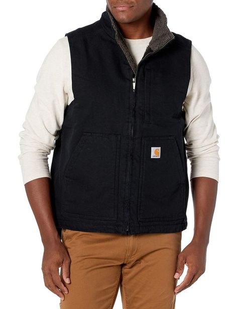 Carhartt Men's Sherpa Lined Mock-Neck Vest Mens Sherpa, Carhartt Mens, Sherpa Lined, Outerwear Jackets, Mock Neck, Loose Fitting, Jackets & Coats, For Free, Free Shipping