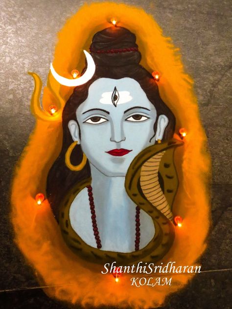 Shiva Rangoli Design, Shiv Rangoli Design, Mahadev Rangoli Designs, Shivji Rangoli, Shivratri Rangoli, Shivaratri Rangoli, Kolam Drawing, Mahadev Rangoli, Simple And Easy Rangoli Designs