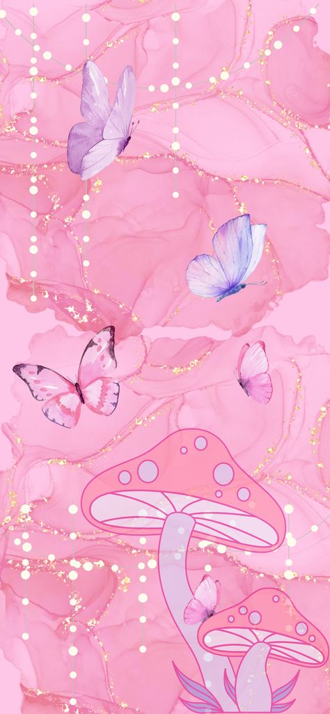 Pink butterflies and mushroom fairy wallpaper Fairy Iphone Wallpaper, Fairy Wallpaper Iphone, Faerie Wallpaper, Pink Mushroom Wallpaper, Pink Mushroom Aesthetic Wallpaper, Pink Fairy Aesthetic, Fairy Phone Wallpaper, Hippie Icons, Fairy Aesthetic Wallpaper