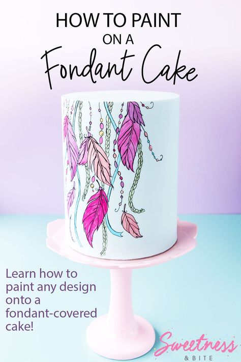 How To Paint On A Cake, Cake Art Tutorial, Painted Fondant Cake, Cake Designs With Fondant, How To Paint Fondant, Fondant Techniques Tutorials, Painting Fondant, Fondant Cake Designs Ideas, Paint Fondant