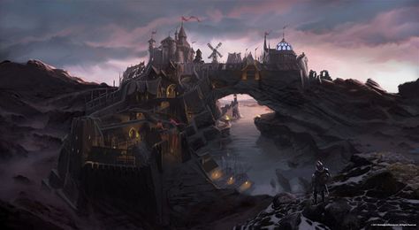 The Elder Scrolls V: Skyrim Concept Art by Ray Lederer Skyrim Scenery Landscapes, Video Game Worlds Concept Art, Fantasy Video Game Concept Art, Skyrim Cities, Skyrim City, Skyrim Dnd, Skyrim Artwork, Skyrim Scenery, Skyrim Landscape