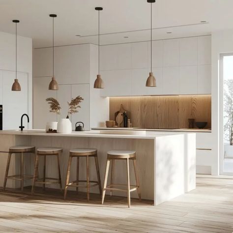 10 Stunning Kitchen Ideas to Inspire Your Next Renovation Kitchen Ideas Modern Luxury White, Kitchen Ideas With Island, Kitchen Ideas Scandinavian, Modern Kitchen Design Trends, Cozy Scandinavian, Scandi Kitchen, White Kitchens, Kitchen Design Trends, Scandinavian Kitchen