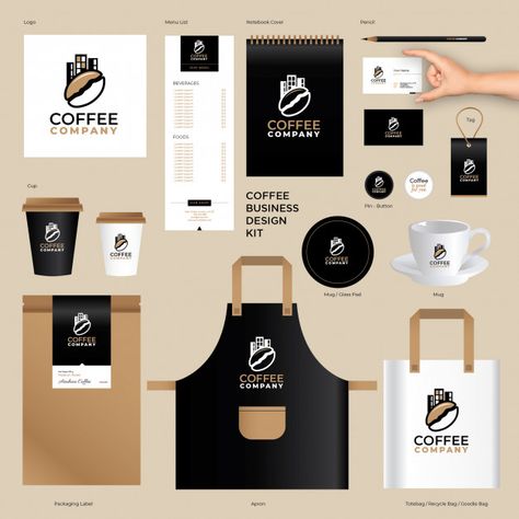 Brand identity templates for coffee company Premium Vector Cafe Logos, Desain Merek, Coffee Shop Logo Design, Cafe Logo Design, Coffee Shop Branding, Cafe Branding, Design Café, Coffee Shop Logo, Coffee Business