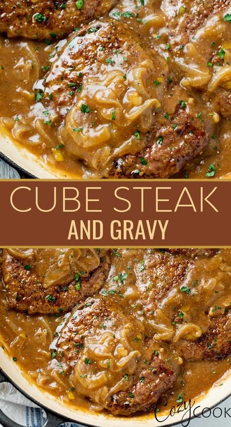 Tender Cube Steak, Steak And Gravy Recipe, Beef Cube Steak Recipes, Beef Cubed Steak, Steak And Gravy, Cube Steak And Gravy, Cube Steak Recipes, Cube Steak, Gravy Recipe