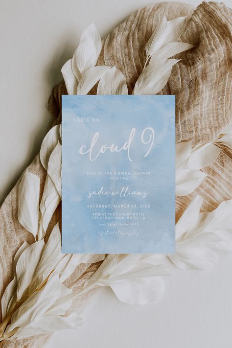 On Cloud 9 Bridal Shower, Boy Printable, On Cloud Nine, Boy Baby Shower Themes, Invitation Baby Shower, Cloud Nine, Baby Shower Invites, Baby On The Way, Bridal Shower Theme