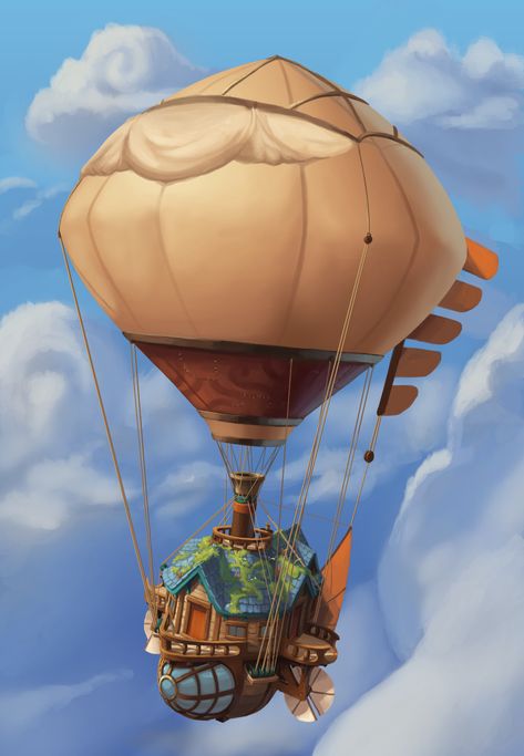 ArtStation - Personal Project "Unsunken Lands" - Airship/Home Fantasy Airship, Airship Art, Balloon Games, Steampunk Airship, Fantasy Theme, Personal Project, Hot Air Balloon, Air Balloon, Hot Air