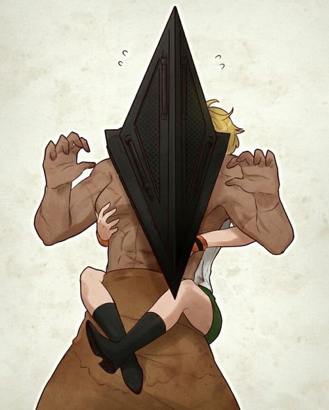 Pyramid Head Fanart, Silent Hill Fanart, Monster Boyfriend, Pyramid Head Silent Hill, Silent Hill Pyramid Head, Slasher Aesthetic, Silent Hill Art, Heather Mason, Pyramid Head