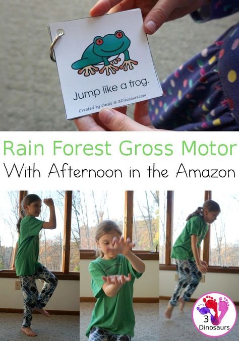 Rainforest Science Activities Preschool, Rainforest Animals Activities Preschool, Rainforest Gross Motor Activities, Rainforest Literacy Activities, Jungle Gross Motor Activities, Rainforest Crafts Preschool Jungle Theme, Rain Forest Preschool Activities, Rainforest Math Activities Preschool, Amazon Rainforest Activities