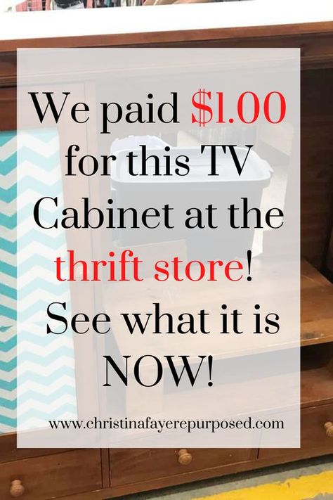 Tv Cabinet Redo, Repurposed Tv Cabinet, Tv Cabinet Repurpose, Thrift Flip Furniture, Sewing Cabinet Makeover, Thrift Store Makeover Ideas, Painted Furniture Cabinets, Thrift Store Furniture Makeover Diy, Upcycled Cabinet