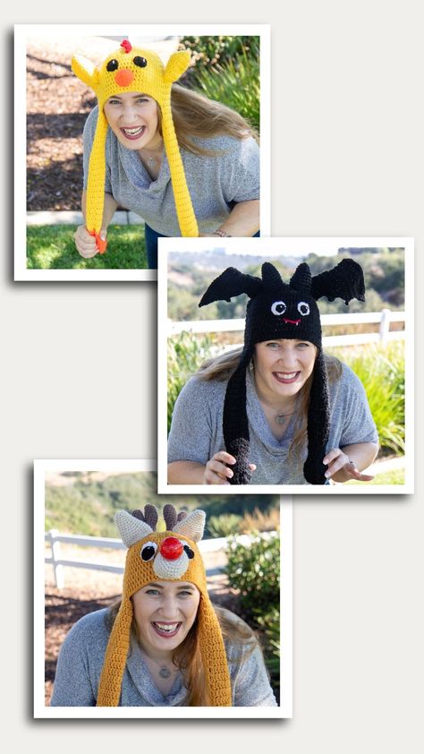 15 Moving Animal Hats Crochet Patterns Kids Animal Hats, Elephant Hat, Wolf Hat, Crochet Animal Hats, Cow Hat, Reindeer Hat, Pattern Meaning, Unicorn Hat, Hats Crochet