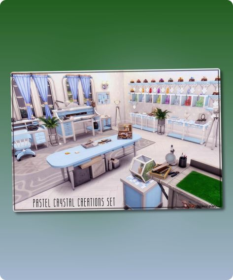 The Crystal Creations pack came with mostly dark colored objects. I wanted something brighter and happier looking. This set includes 15 objects. Author: strenee sims Learn more at: streneesims.com #sims #furniture #sims4 #sims4cc #gaming Sims 4 Crystal Creations Cc, Goth Rug, Sims Furniture, Mod Jacket, Hall House, Sims 4 Cc Download, Sims 4 Cc Furniture, Cartoon Posters, Best Sims