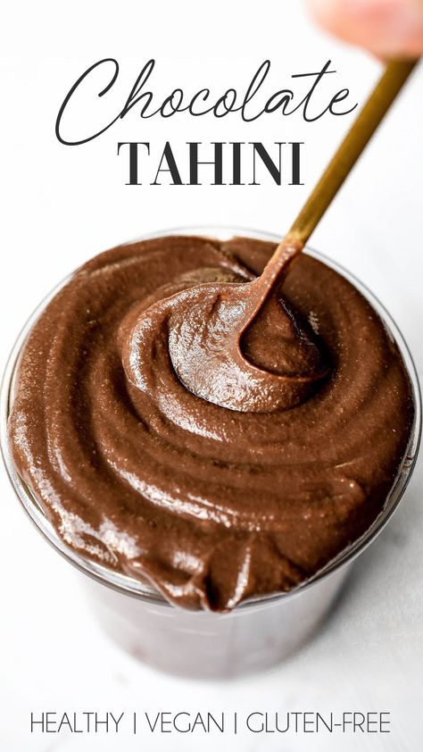 Easy Chocolate Tahini Recipe Sesame Tahini Recipes, Tahini Uses Ideas, Tahini Dessert Recipes, Tahini Recipe Ideas, Tahini Uses, Recipes With Tahini, Tahini Breakfast, Tahini Recipes, Chocolate Tahini