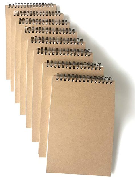 VEEPPO A5 Top Spiral Top Big Wire Journals Bulk Steno Pads Blank/Lined Kraft Brown Cardboard Cover Thick Cream Writing Pad Sketchbook Scrapbook Album (Horizontal Blank White-Pack of 8) Annie Props, Sketchbook Scrapbook, Sketch Paper, Writing Pad, Scrapbook Album, Spiral Notebooks, Blank White, Ink Toner, Crafts Sewing