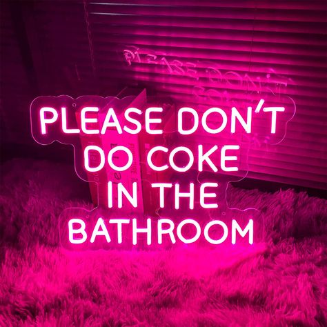 Bathroom Neon Sign, Neon Bathroom, Bathroom Night Light, Pink Neon Sign, Neon Wall Signs, Light Up Signs, Wedding Girl, Bedroom Wall Decor, Pink Bathroom