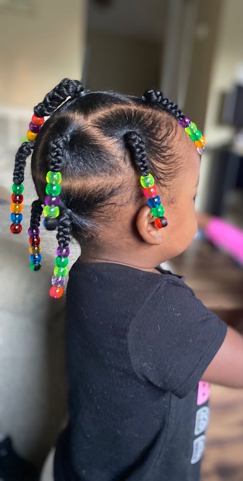 Baby Girl Natural Hairstyles, Baby Girl Ponytail Hairstyles Black, Short Hair Beads, Cute Hairstyles For Medium Hair For Kids, Baby Natural Hairstyles, Babies Hairstyles Girl, Baby Girl Braids Toddler Hair Black, Hair Styles For Baby Girl, Black Toddler Hairstyles Girl Ponytails