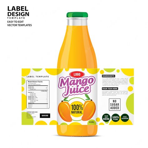 Label Minuman, Label Botol, Package Template, Bottle Design Packaging, Juice Packaging, Juice Bottle, Bottle Label Design, Ingredient Labels, Design Label