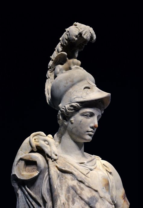 BLACK & BLUE — Athena (by Carole Raddato) Athena Aesthetic, Ancient Greek Sculpture, Daughter Of Zeus, Goddess Sculpture, Greek Statues, Ancient Greek Art, Roman Gods, Roman Sculpture, Greek Gods And Goddesses