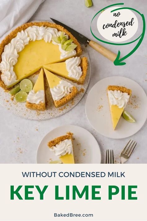 If you're looking for a key lime pie recipe without condensed milk, then you're in luck! This recipe for a delicious key lime pie requires no condensed milk, so you don't have to worry about compromising on taste or calories. Classic Key Lime Pie Recipe, Key Lime Curd, Creamy Key Lime Pie, Homemade Graham Cracker, Fruit Pie Recipe, Key Lime Tarts, Key Lime Pie Easy, Key Lime Pie Recipe, Lime Curd