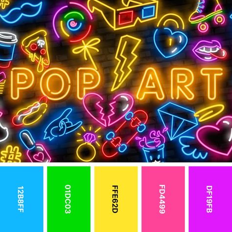 80s Color Scheme, Color Palette Neon, Neon Color Palette, Art Splash, Neon Colour Palette, Bright Colors Art, Color House, Yarn Color Combinations, Arcade Room