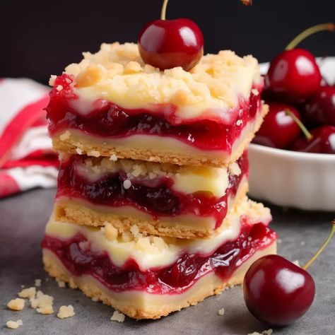 Christmas Cherry Bars Christmas Cherry Cheese Bars, Cream Cheese And Cherry Dessert, Cherry Preserves Uses, Christmas Cherry Pie Bars, Cherry Blondies Recipe, Recipes Using Cherry Jam, Recipes Using Sweet Cherries, Fruit Bars Made With Jam, Merry Cherry Bars