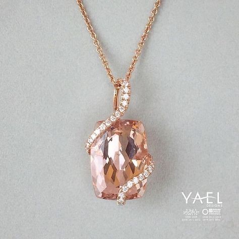 Morganite Necklace, Morganite Jewelry, Morganite Pendant, Peach Morganite, Divine Love, Brown Stone, Heart Pendant Diamond, Fancy Jewelry, Girly Jewelry