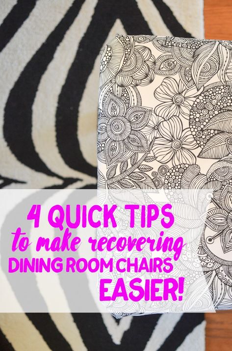 Recovering Dining Room Chairs, Redo Dining Chairs, Dining Room Chairs Diy, Recovered Dining Chairs, Reupholster Dining Room Chairs, Recovering Chairs, Reupholster Chair Dining, Fabric Dining Room Chairs, Finally Happy