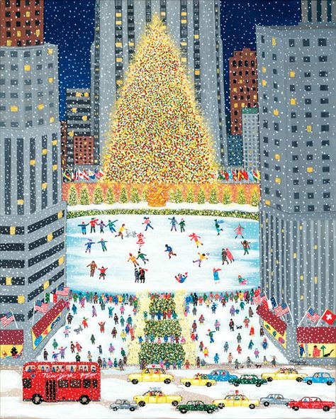 Click for larger image Rockefeller Center, Christmas Time Is Here, Merry Little Christmas, Christmas Mood, E Card, Christmas Illustration, Christmas Aesthetic, Christmas Wallpaper, Retro Stil