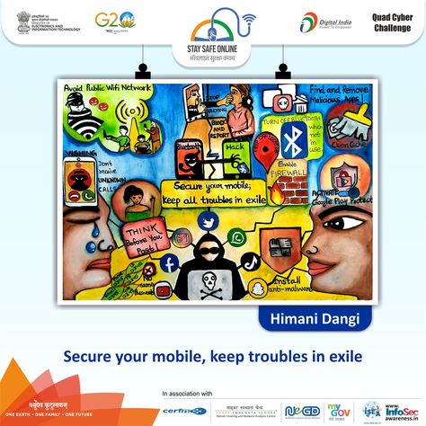 #Painting_of_the_day🖌️ 🎨 Artist👩‍🎨 - Himani Dangi #staysafeonline #cybersecurity #g20india #g20dewg #g20summit #g20org #mygovindia #besafe #staysafe #ssoindia #meity #Quad #Quad2023 #QuadCyberCampaign #QuadCyberChallenge #sundayfunday #sundays #happysunday #life #home #drawing Handwriting Practice Paper, Home Drawing, Free Daily Planner, Computer Projects, Social Media Drawings, Desk Organization Diy, Drawing Competition, Safety Posters, Staying Safe Online