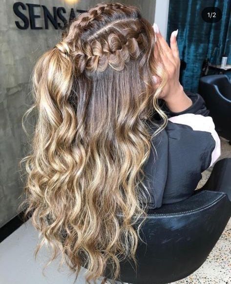 Two Strands In Front Hairstyle, Hairstyles For Junior Bridesmaids, Grade 8 Grad Hairstyles, Grad Hairstyles, Hairstyle Examples, Formal Hairstyles For Long Hair, Easy Hairstyles For Thick Hair, Hoco Hairstyles, Dance Hairstyles