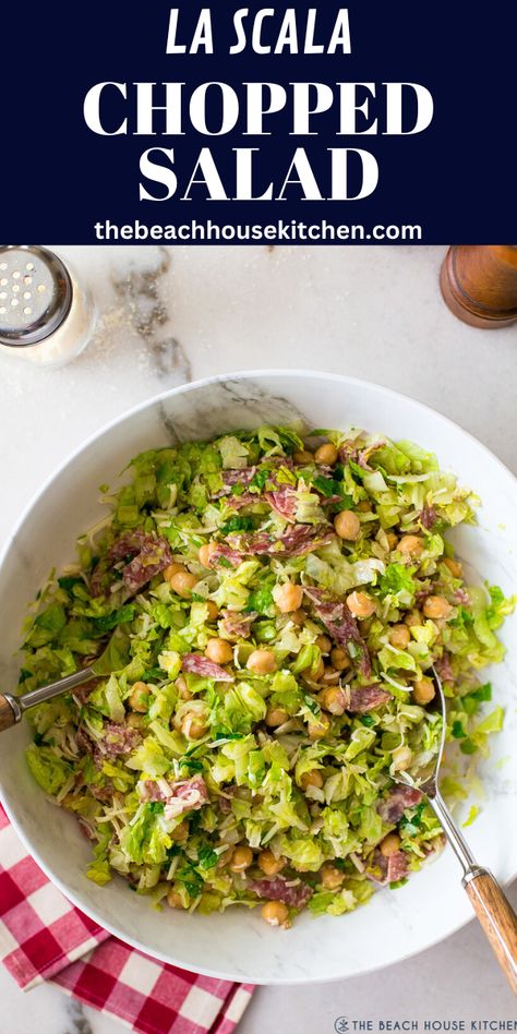 Easy Lettuce Salads, Chick Peas Salad Recipes, Shredded Lettuce Salad, Shredded Lettuce Recipes, La Scala Chopped Salad Recipe, Scala Chopped Salad, Greek Couscous Salad, Italian Salad Recipes, Lettuce Recipes