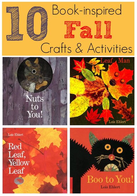 10 Book Inspired Fall Crafts and Activities featuring books by Lois Ehlert from Virtual Book Club for Kids Fall Crafts And Activities, Lois Ehlert, Happy First Day Of Fall, Fall Books, First Day Of Fall, Fall Preschool, Author Studies, Fallen Book, Preschool Books