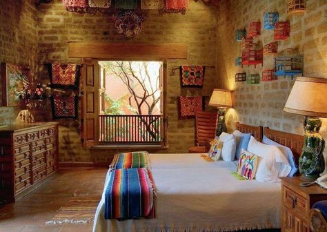 Decoracion Mexicana , Mexican Room, Style Hacienda, Mexican Style Home, Mexican Bedroom, Mexican Style Decor, Mexican Interior Design, Mexican Home Decor, Mexican Home, Casas Coloniales