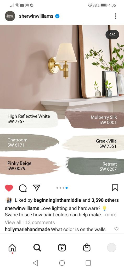 Sw Mulberry Silk, Mulberry Silk Sherwin Williams, Silk Bedroom, Greek Villas, House Paint Colors, Bedroom Refresh, Kitchen Remodel Ideas, Color Profile, House Paint