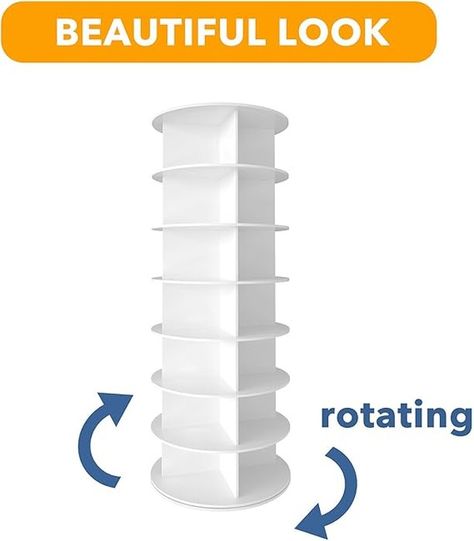 SpaceAid 7 Tier Rotating Shoe Rack Tower, Spinning Shoe Display Lazy Susan, Revolving 360 Shoe Rack Storage Round Carousel, Vertical Handbag Rotate Shoes Closet Organization (7-Tier White) https://amzn.to/3y8Si0G Revolving Shoe Rack, Spinning Shoe Rack, Rotating Shoe Rack, Wood Dog Crate, Shoe Organization, Shoe Rack Storage, Shoes Closet, Spin Shoes, Shoe Rack Closet