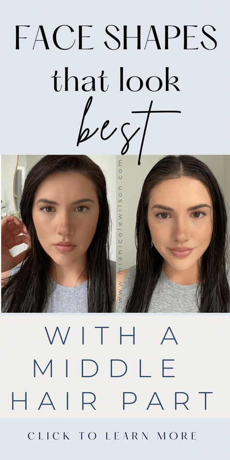 Guide to figuring out which hair part works best for face shape Middle Part Or Side Part Hair, How To Part Your Hair Face Shapes, Hair Parts For Widows Peak Women, Haircuts For Long Hair Square Face, Haircuts Oblong Face Shape, Middle Or Side Part Hair, Side Or Middle Part Hair, Earrings For Diamond Face Shape, Fringe For Heart Shaped Face