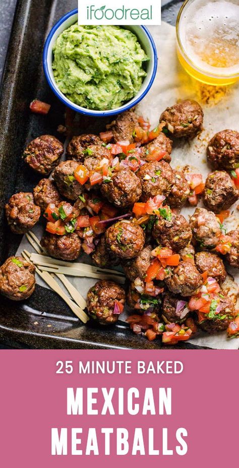 Super easy and juicy Mexican Meatballs Recipe with ground turkey, bake for 15 minutes, then serve with rice for an easy healthy dinner or as an appetizer. #healthy #mexican #meatballs #turkey #lowcarb #keto Mexican Turkey, Mexican Meatballs, Baked Meatball Recipe, Turkey Meatball Recipe, Easy Healthy Dinner, Party Dips, Meatballs Recipe, Healthy Family Meals, Turkey Meatballs