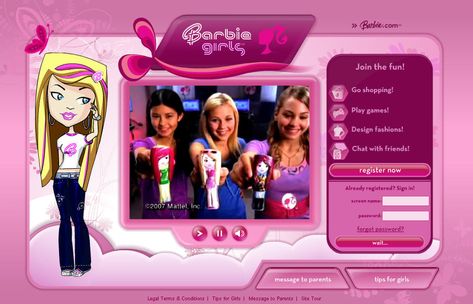 Ux Design Website, Website Design Landing Page, Old Barbie, Barbie Website, Girly Games, Early 2000s Aesthetic, Barbie Games, Web Design Portfolio, 2000s Girl